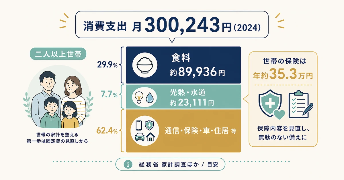 世帯の固定費全体マップ 家計調査2024|家族の固定費見直し 世帯の固定費全体マップ 家計調査2024|家族の固定費見直し