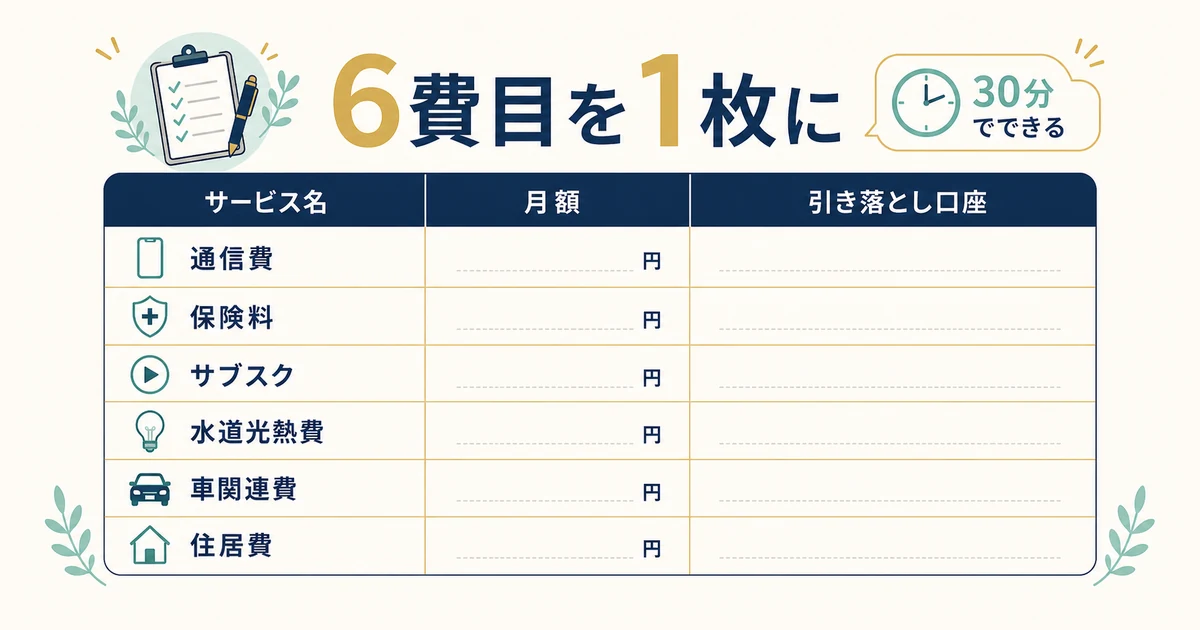 夫婦の固定費を1枚に書き出す手順(家計の共有)|家族の固定費見直し 夫婦の固定費を1枚に書き出す手順|家族の固定費見直し