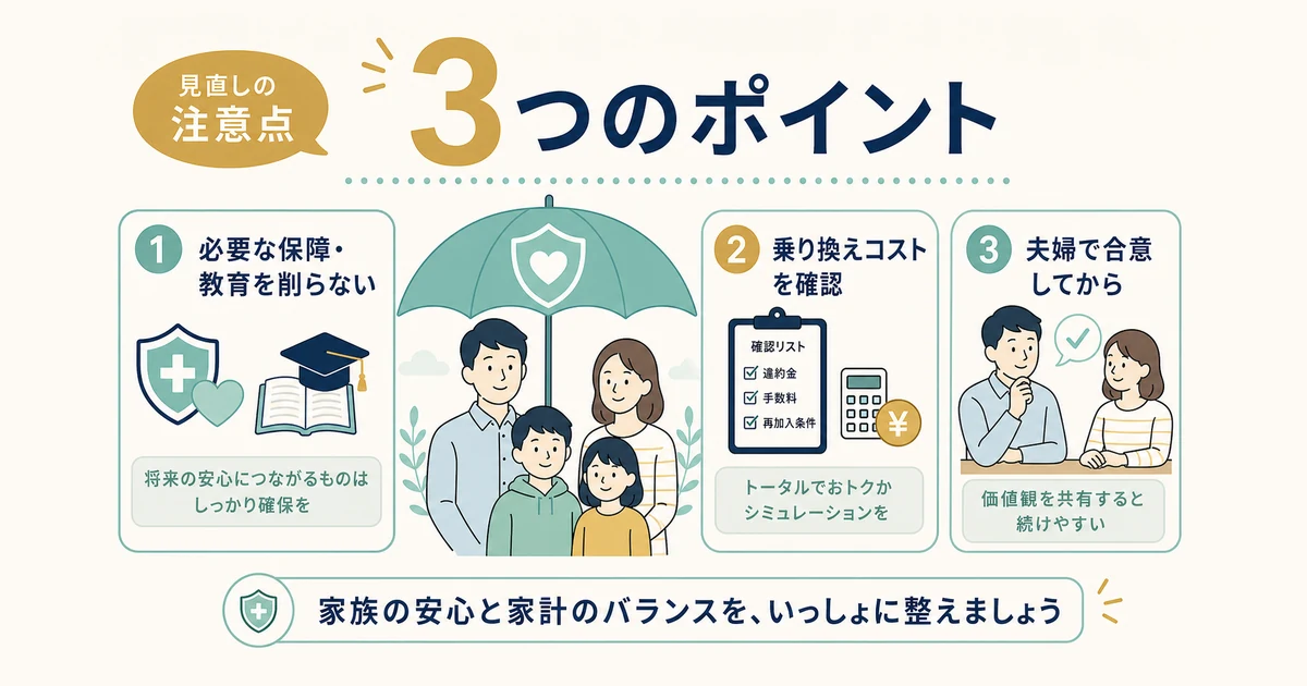 家族世帯がやってはいけない3つの注意点|家族の固定費見直し 家族世帯がやってはいけない3つの注意点|家族の固定費見直し