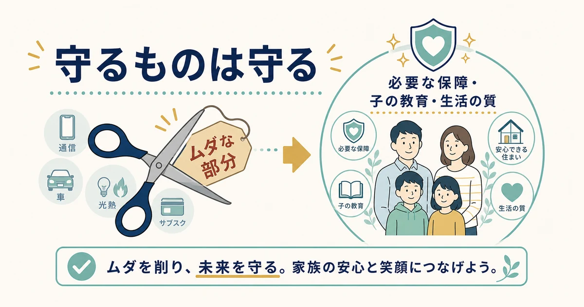 必要な保障・子の教育・生活の質まで削らない|家族の固定費見直し 必要な保障・子の教育・生活の質まで削らない|家族の固定費見直し
