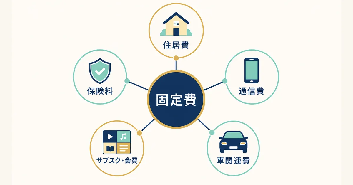 固定費と変動費の違いとは_diagram-02 固定費の代表5項目 全体マップ|固定費と変動費の違いとは