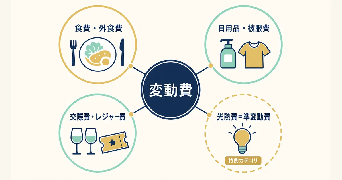 固定費と変動費の違いとは_diagram-03 変動費の代表4項目 全体マップ|固定費と変動費の違いとは