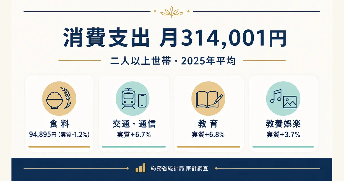 固定費と変動費の違いとは_diagram-06 総務省家計調査2025年平均 消費支出データ図解|固定費と変動費の違いとは