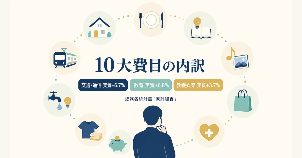 固定費と変動費の違いとは_heading-22 10大費目の内訳 交通通信・教育・教養娯楽の実質増加|固定費と変動費の違いとは