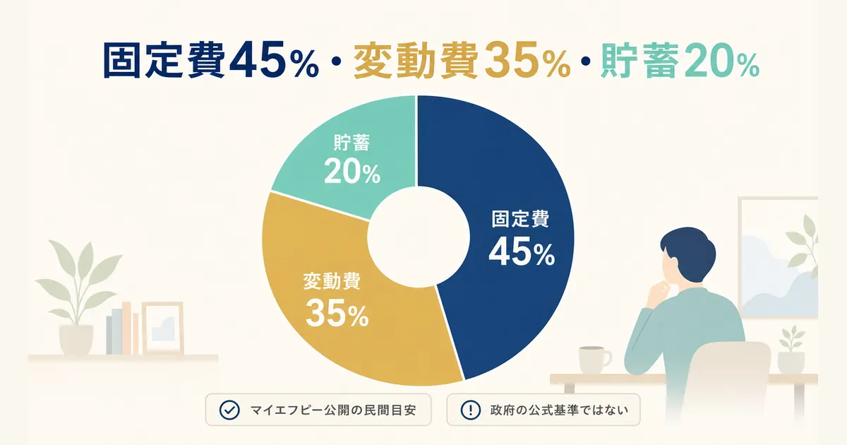 固定費と変動費の違いとは_heading-25 固定費45%変動費35%貯蓄20%はマイエフピー公開の民間目安|固定費と変動費の違いとは