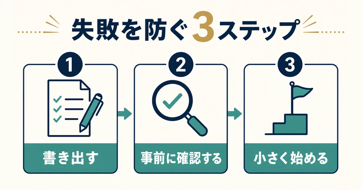 固定費見直しの失敗を防ぐ3ステップの図解