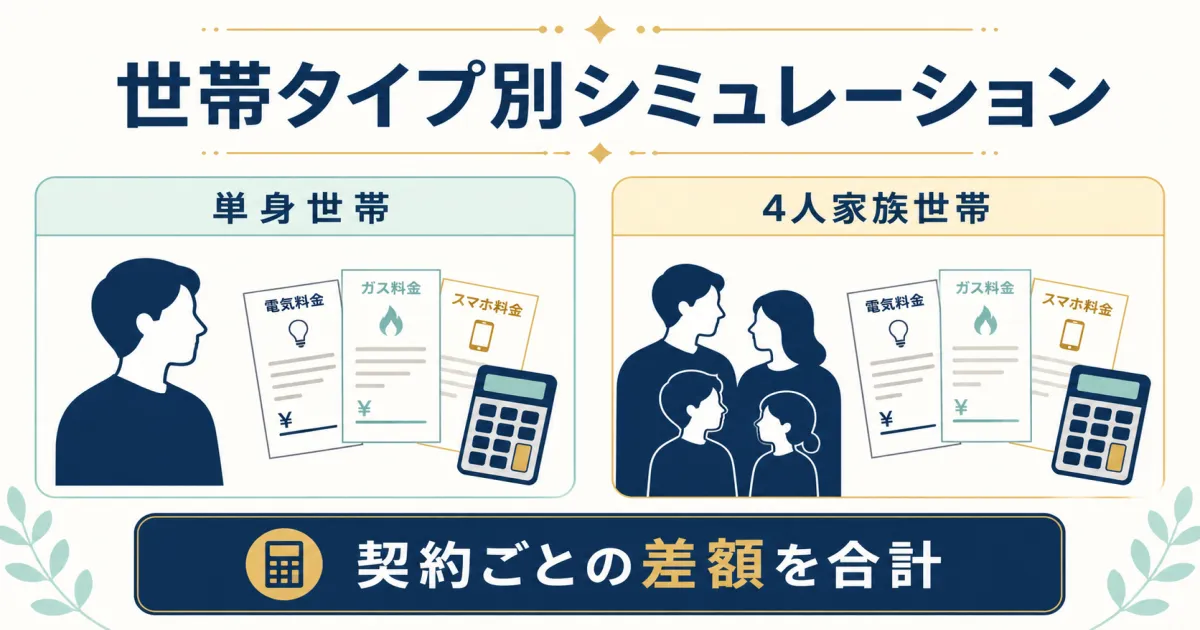 世帯タイプ別固定費見直しシミュレーション｜固定費見直しで年間いくら節約できる