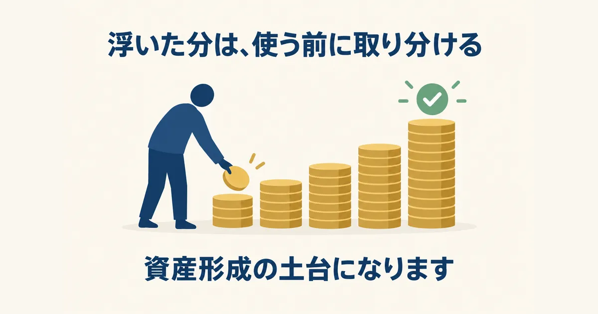 固定費見直し 体験談 見出し12 浮いたお金を資産形成の土台にする考え方|固定費見直しの体験談|元国税局員が月2万円以上浮かせた4項目の順番