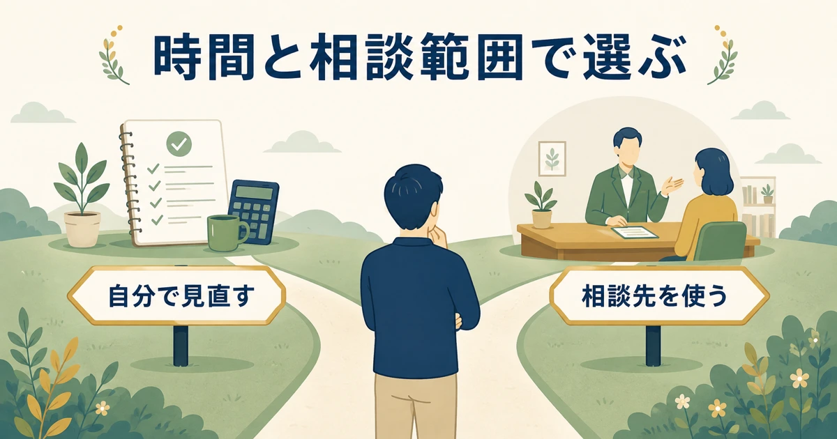 まとめ 固定費見直しは時間と自信に応じて選べばいい｜固定費見直しをFPに相談すべき？保険の無料相談を使う際の注意点