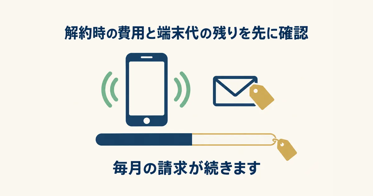 固定費見直し 体験談 見出し09 通信費は解約時の費用と端末代の残りを先に確認する|固定費見直しの体験談|元国税局員が月2万円以上浮かせた4項目の順番