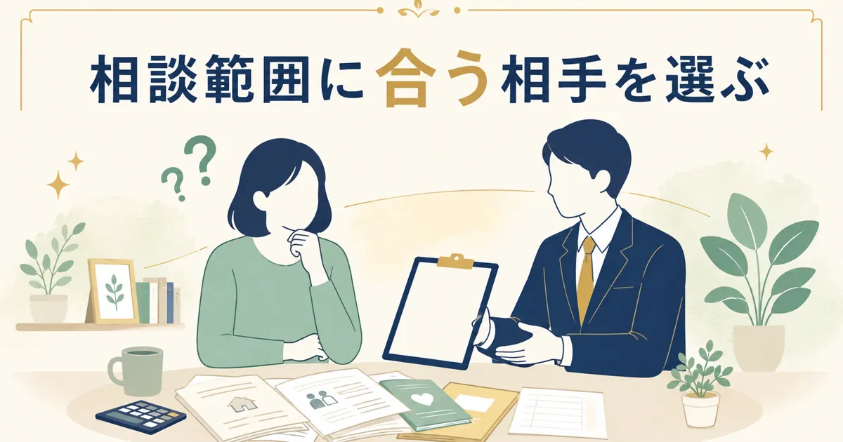 FPや保険相談が向いている人 相談したい範囲に合う相手を選ぶ｜固定費見直しをFPに相談すべき？保険の無料相談を使う際の注意点