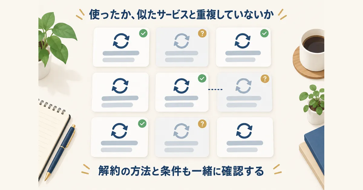固定費見直し 体験談 見出し10 サブスクは最近使ったかで棚卸しする|固定費見直しの体験談|元国税局員が月2万円以上浮かせた4項目の順番