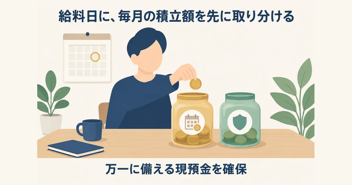 固定費見直し 体験談 見出し14 先に積立へ回す仕組みにする|固定費見直しの体験談|元国税局員が月2万円以上浮かせた4項目の順番
