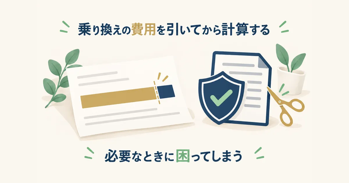 固定費見直し 体験談 見出し17 乗り換えコストと保障の削りすぎに注意する|固定費見直しの体験談|元国税局員が月2万円以上浮かせた4項目の順番