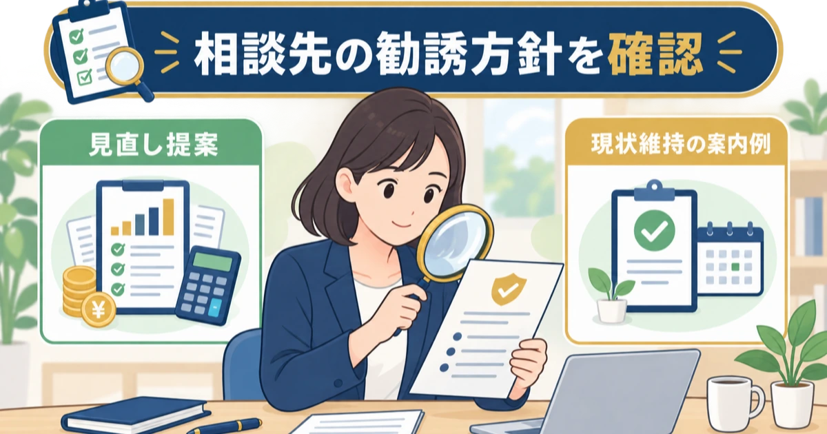 必ず保険の見直しをすすめられるのか 相談先の勧誘方針を確認｜固定費見直しをFPに相談すべき？保険の無料相談を使う際の注意点